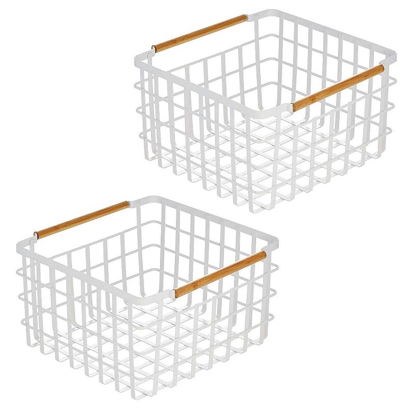 mDesign Metal Steel Wire Square Closet Storage Basket - 2 Pack