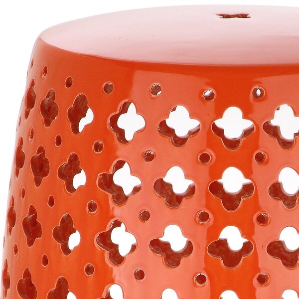 SAFAVIEH Lacey Moroccan Orange Ceramic Decorative Garden Stool