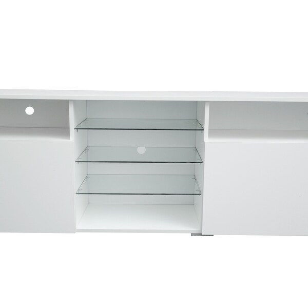 TV Stand Matte Body High Gloss Doors Modern TV Stand LED for Living Room，white