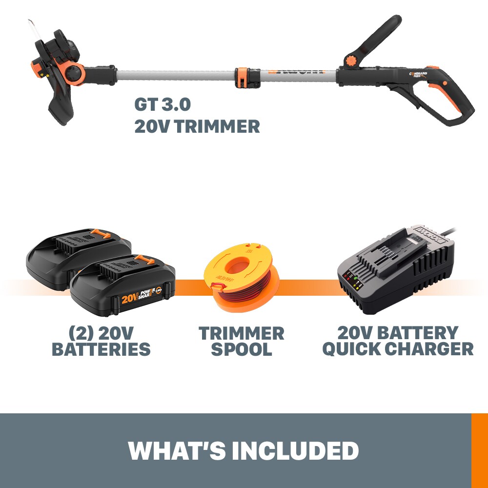 WORX WG163.10 Gt Power Share 20-volt Max 12-in Straight Cordless String Trimmer Edger Capable (Battery Included)