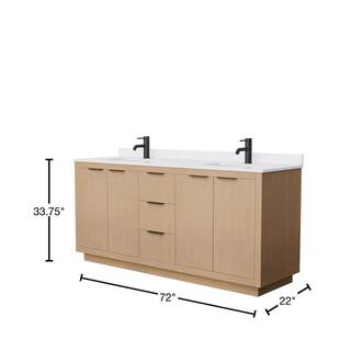 Wyndham Collection Maroni 72 in. W x 22 in. D x 33.75 in. H Double Sink Bath Vanity in Light Straw with White Cultured Marble Top WCF282872DLBWCUNSMXX