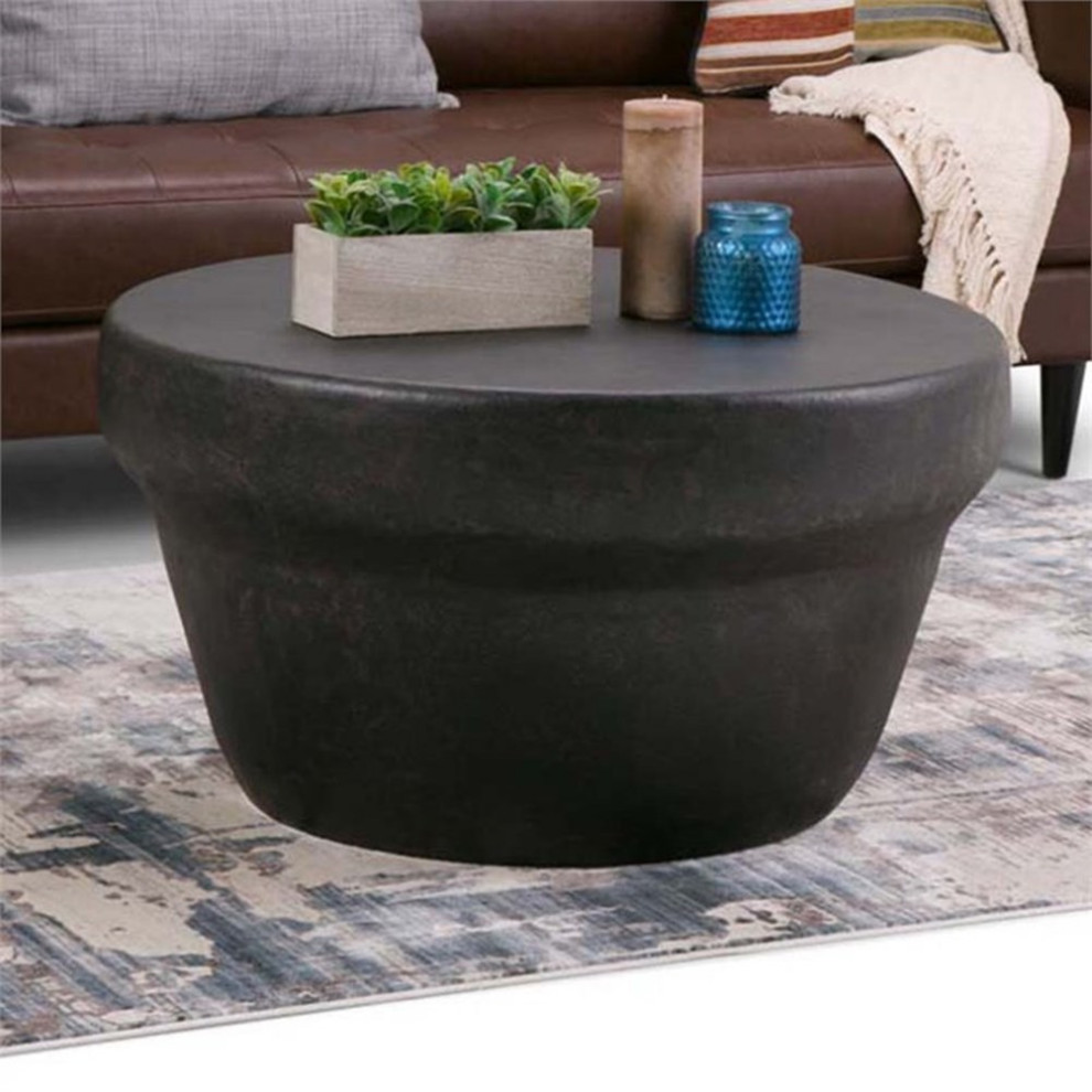 Maklaine Industrial 33  quotMetal Coffee Table in Rustic Bronze   Industrial   Coffee Tables   by Homesquare  Houzz