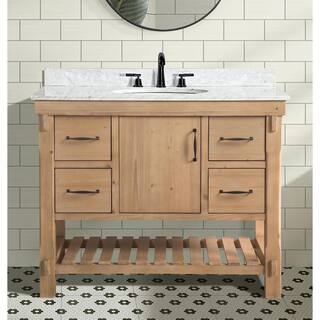 Ari Kitchen and Bath Marina 42 in. Single Vanity in Driftwood with Marble Vanity Top in Carrara White AKB-MARINA-42DW