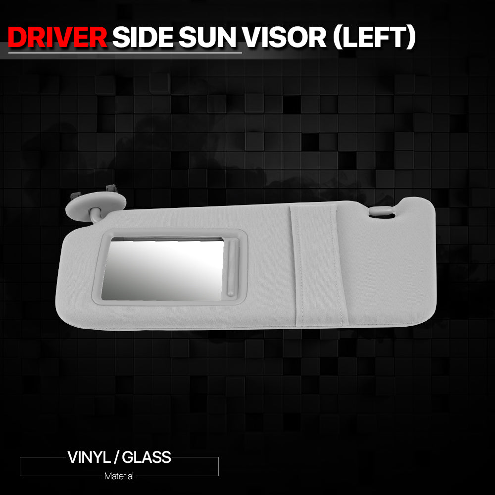 Grey Car Sun Visor Sunshade Driver Side OE Style w/Mirror for 07-11 Toyota Camry