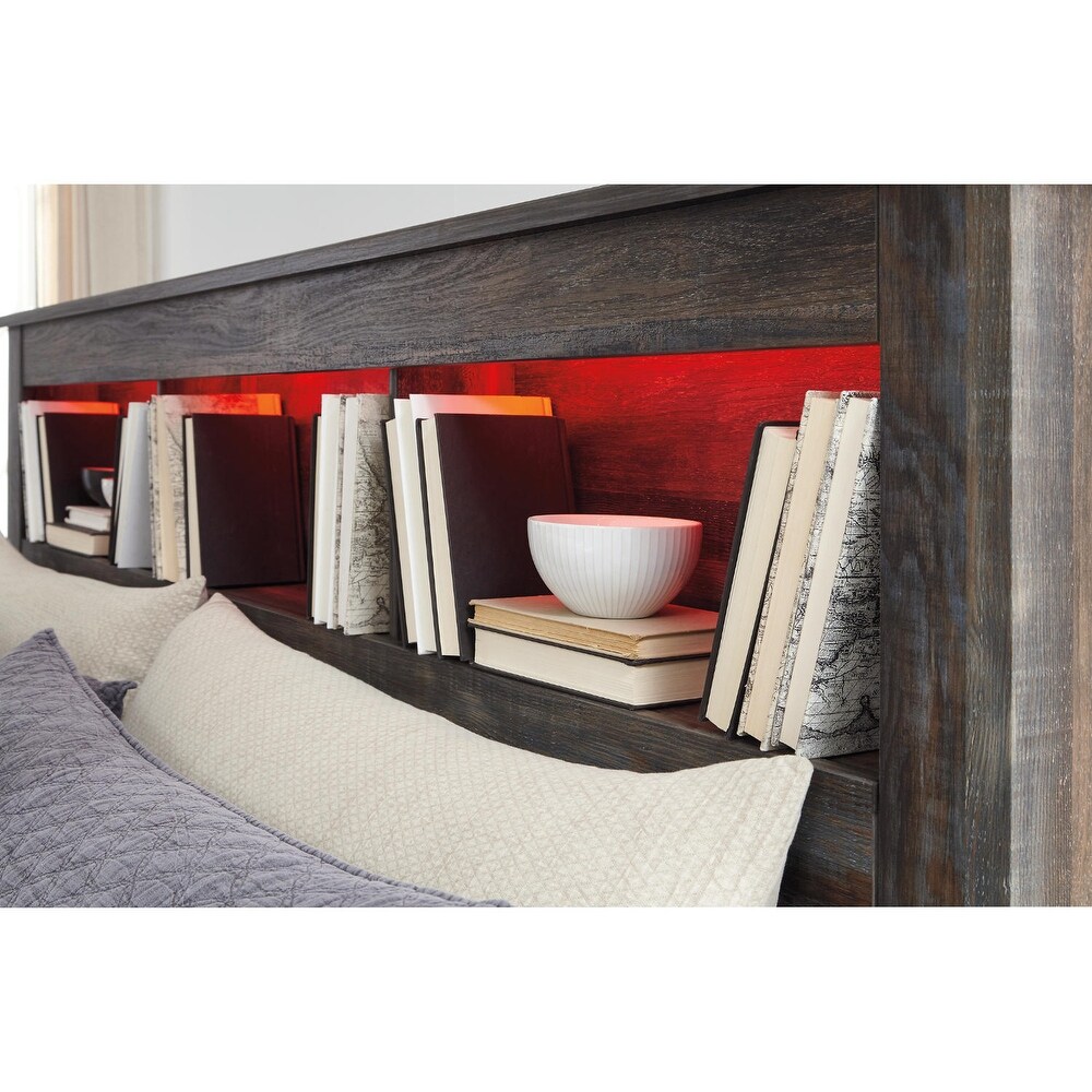 Drystan Rustic Brown Bookcase Headboard