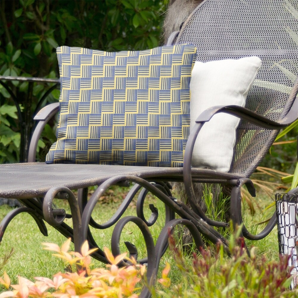 Two Color Basketweave Stripes Indoor/Outdoor Pillow