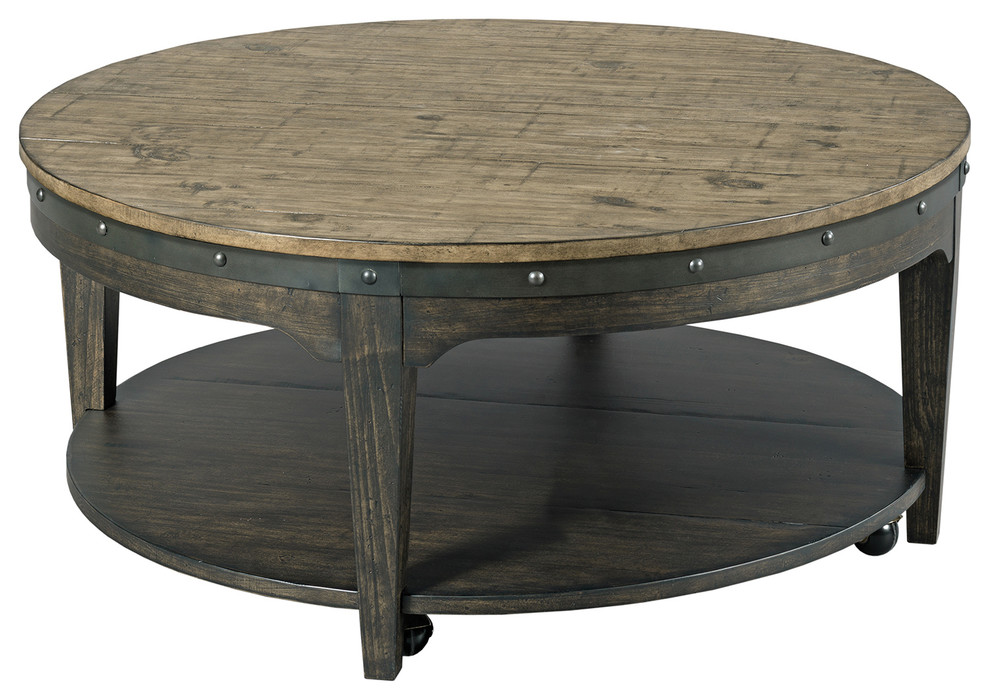 Emma Mason Signature Playa Inn Artisans Round Cocktail Table in Charcoal   Industrial   Coffee Tables   by Emma Mason  Houzz