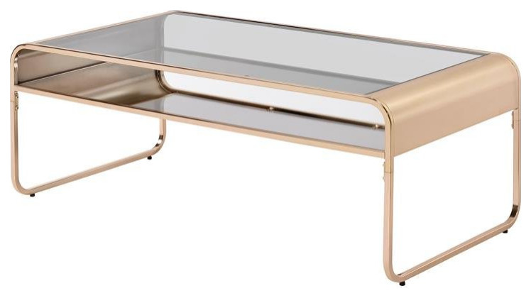 Furniture of America Mexller Contemporary Glass Top Coffee Table in Gold   Contemporary   Coffee Tables   by Homesquare  Houzz