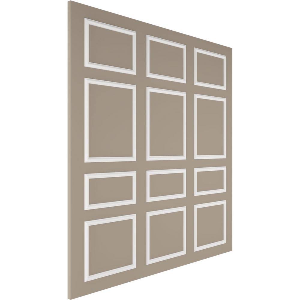 Ekena Millwork 94-12 in. Adjustable 94 12 in. to 120 in. Ashford Square Panel Full Wall Wainscot Paneling Kit WPKUFW014P096