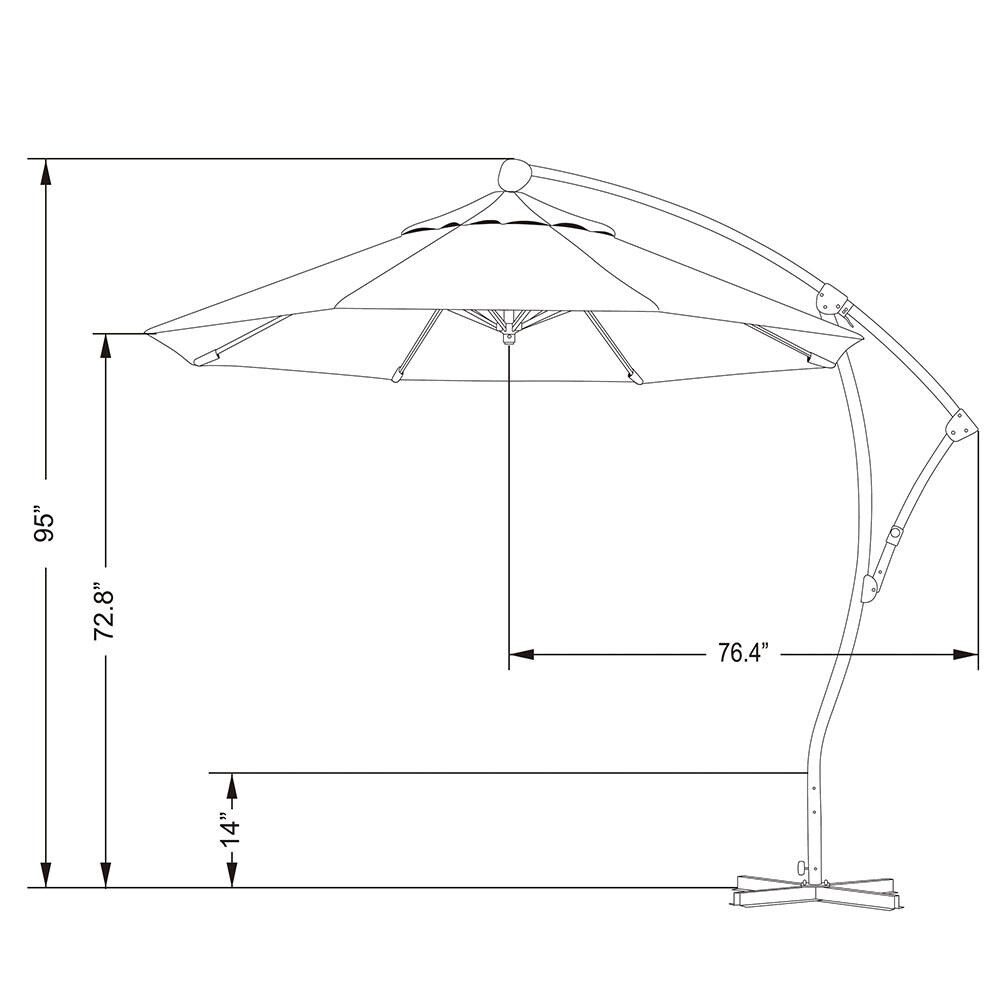 California Umbrella Bayside Series 9 Ft Octagonal Aluminum 360 Tilt Cantilever Patio Umbrella W/ Crank Lift