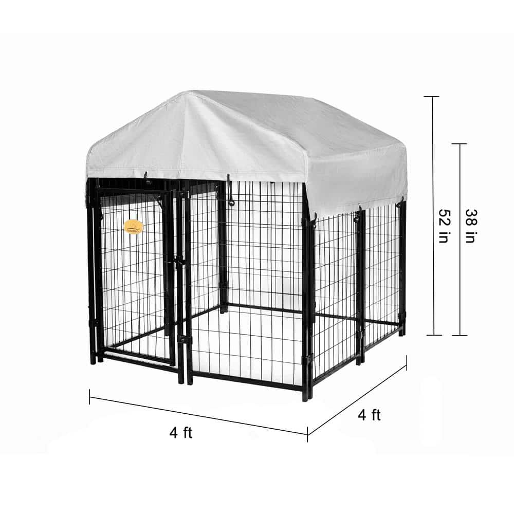 KennelMaster 52 in. x 4 ft. x 4 ft. Welded Wire Dog Fence Kennel Kit DK5244WC