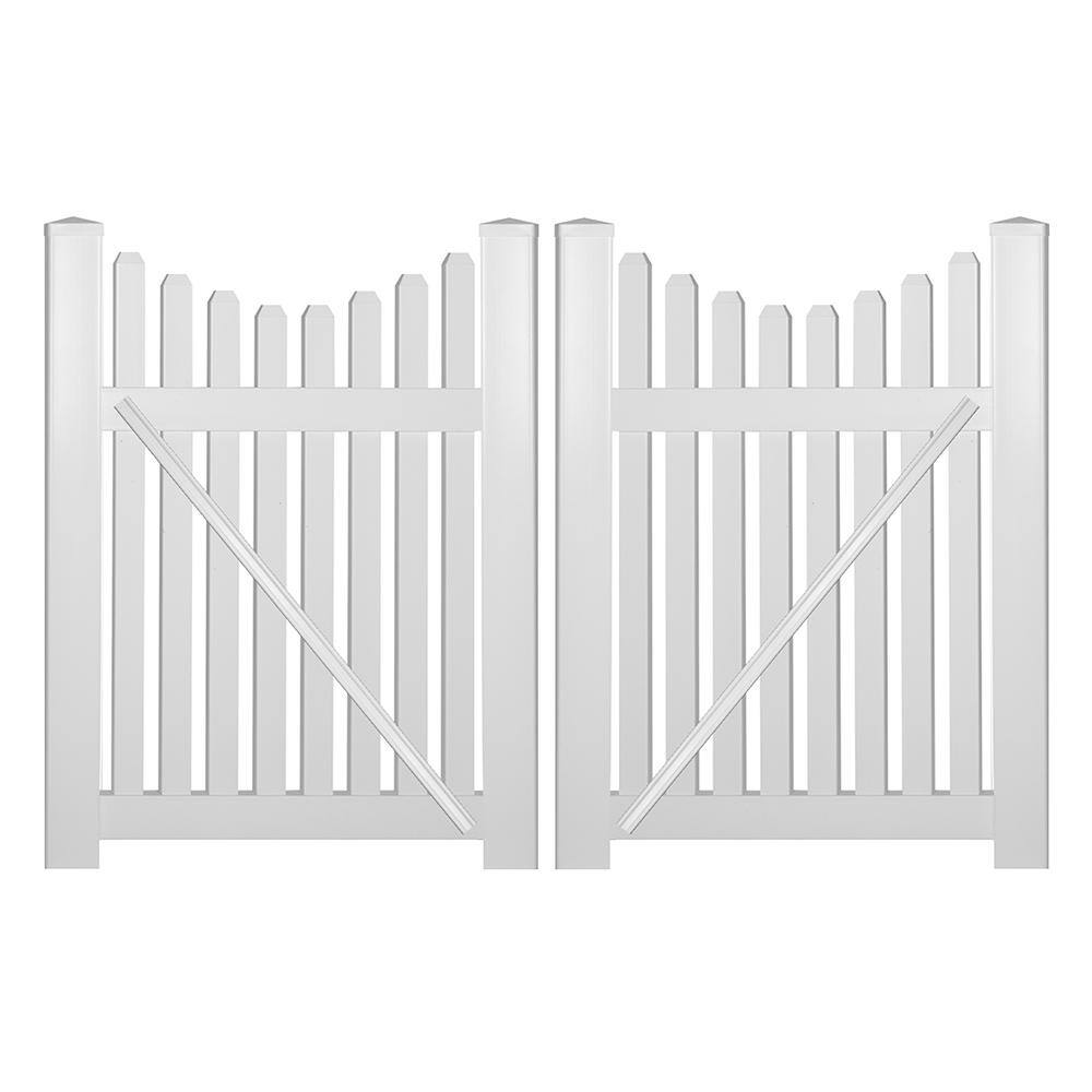 Weatherables Richmond 8 ft. W x 4 ft. H White Vinyl Picket Fence Double Gate DWPI-3NRSC-4X48