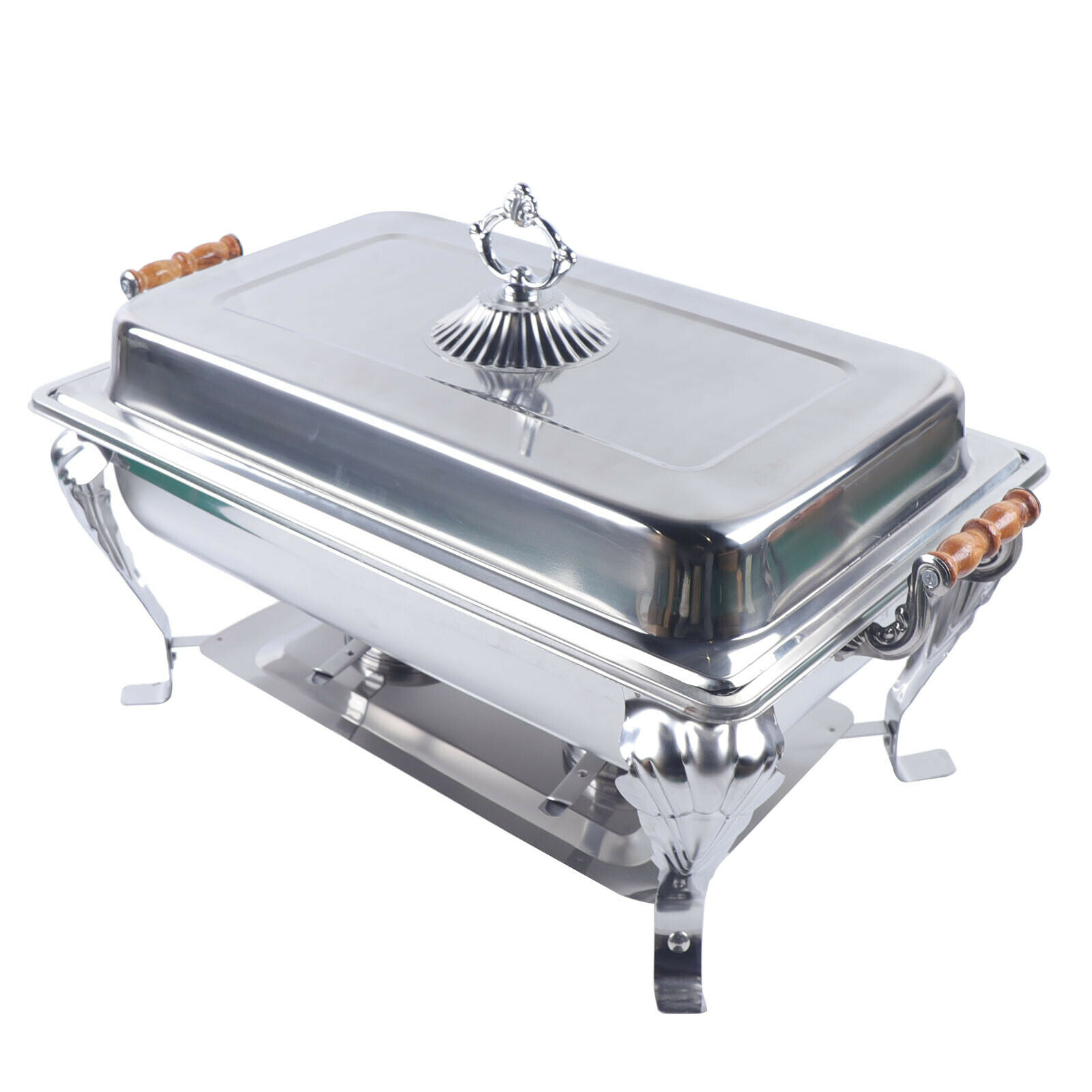 Loyalheartdy 8QT Stainless Steel Chafer Chafing Dish Buffet Set Silver Rectangle Buffet Party Food Warmer 25.98*14.17*15.74In