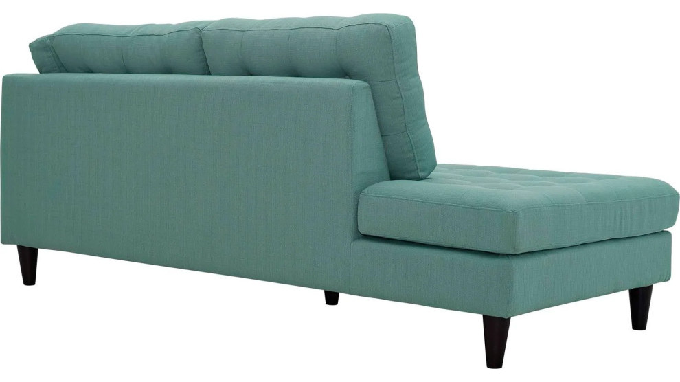 Melanie Teal Upholstered Fabric Left Facing Bumper   Midcentury   Indoor Chaise Lounge Chairs   by Peachtree Fine Furniture  Houzz