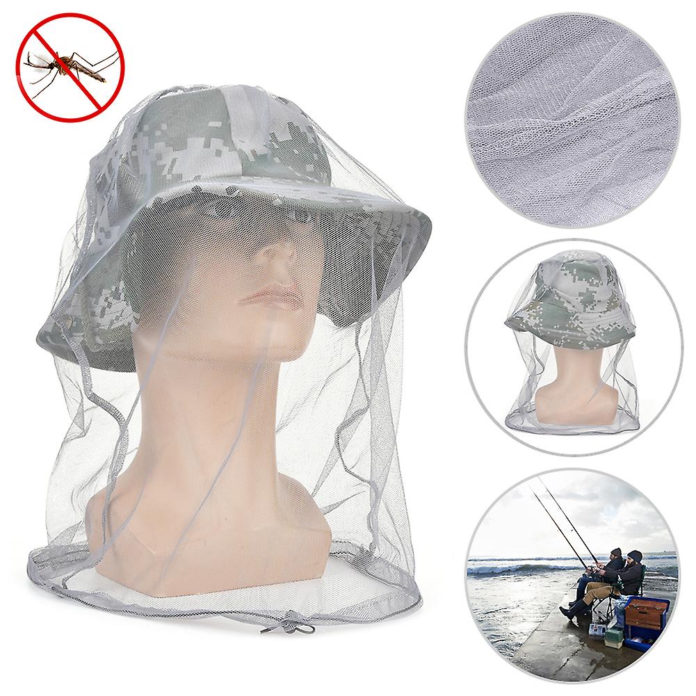 5pcs Outdoor Anti-dust Breathable Anti-mosquito Mesh Hat Insect Prevention Net Anti-bee For Fishing Travelgray