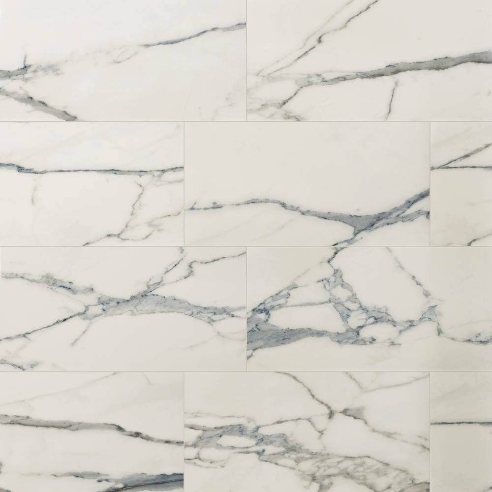 MSI Carrara Azul 12 in. x 24 in. Polished Porcelain Floor and Wall Tile (16 sq. ft.Case) NCARAZU1224-NC