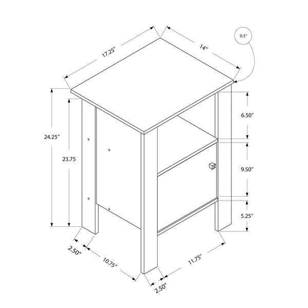 Rectangular Dark Taupe Accent Table / Night Stand With Storage