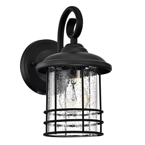 1-Light Outdoor Wall Light with Clear Seedy Glass (Set of 2) - 5.5