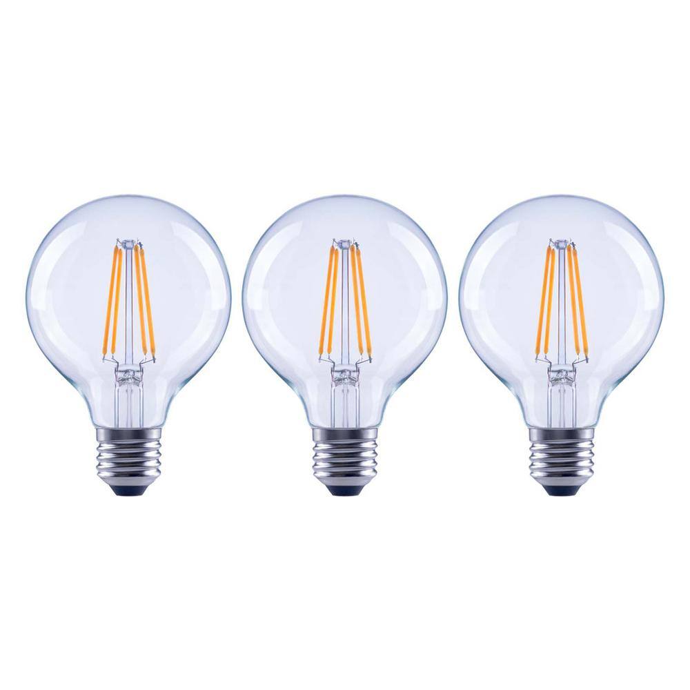 EcoSmart 100-Watt Equivalent G25 Dimmable Globe Clear Glass Filament LED Vintage Edison Light Bulb Daylight (3-Pack) FG-04214