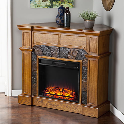 SEI Furniture Barkley II Freestanding Convertible Corner Electric Fireplace