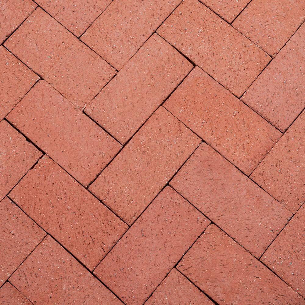 Mutual Materials 8 in. x 4 in. x 2.25 in. Brick Red Clay Paver (240-Pieces53 sq. ftPallet) BRC0126MMI