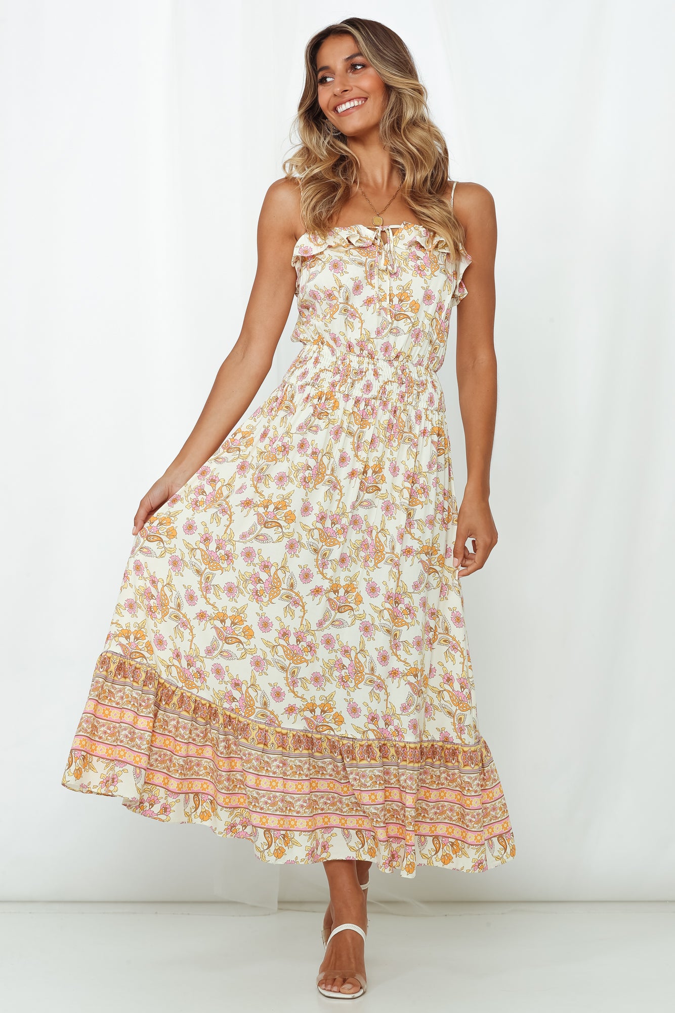 On Call For Summer Midi Dress Ivory