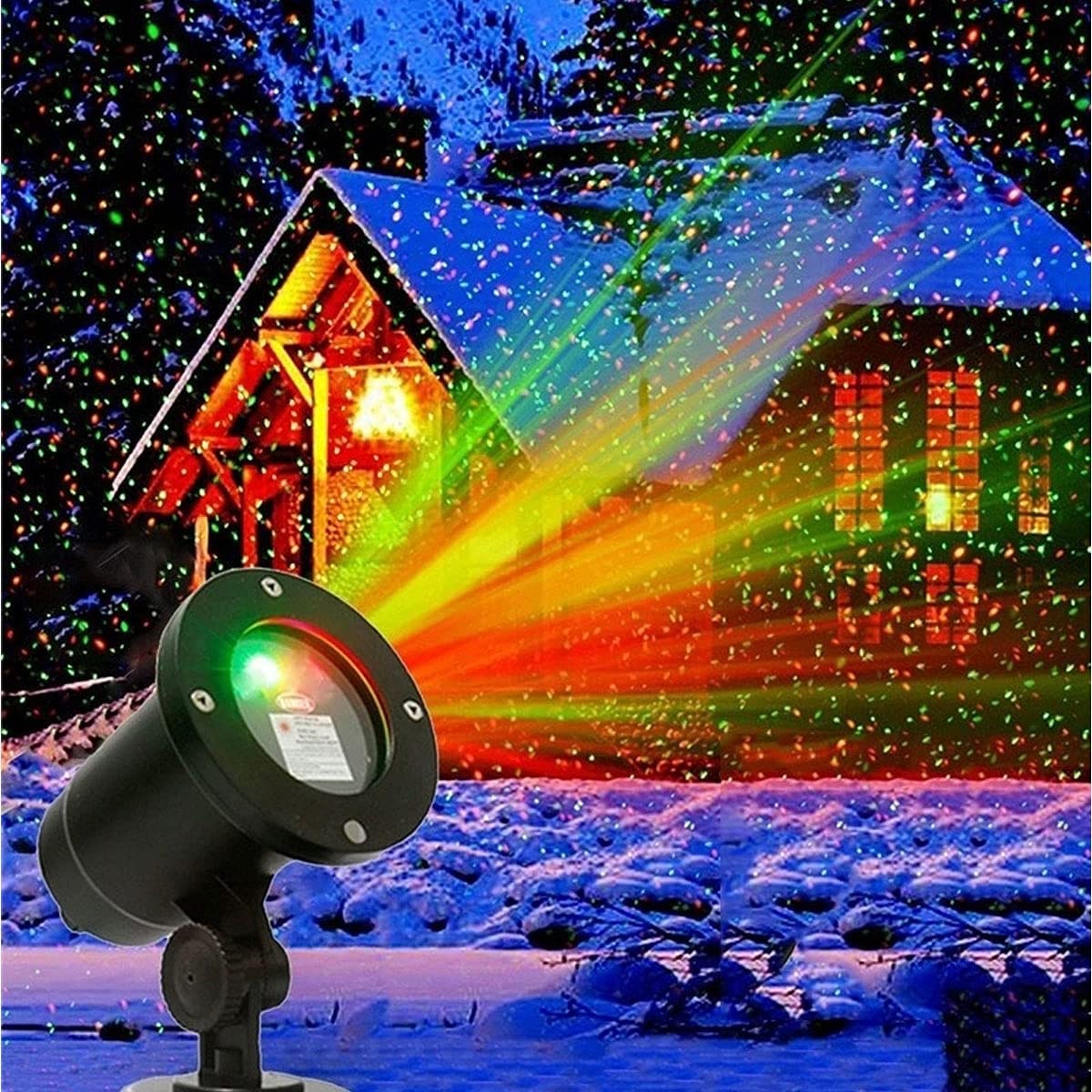 GRNSHTS Christmas Laser Lights Projector Red and Green Star Laser Lights Show for Outdoor Decorations Waterproof Landscape Lighting Ornament for Christmas and Holidays (Without Remote)