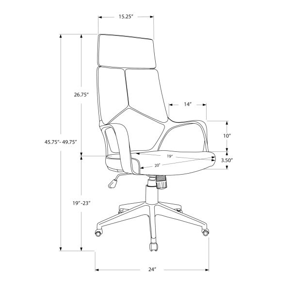 Office Chair， Adjustable Height， Swivel， Ergonomic， Armrests， Computer Desk， Work， Black And Brown Leather Look， Black Metal， Contemporary， Modern