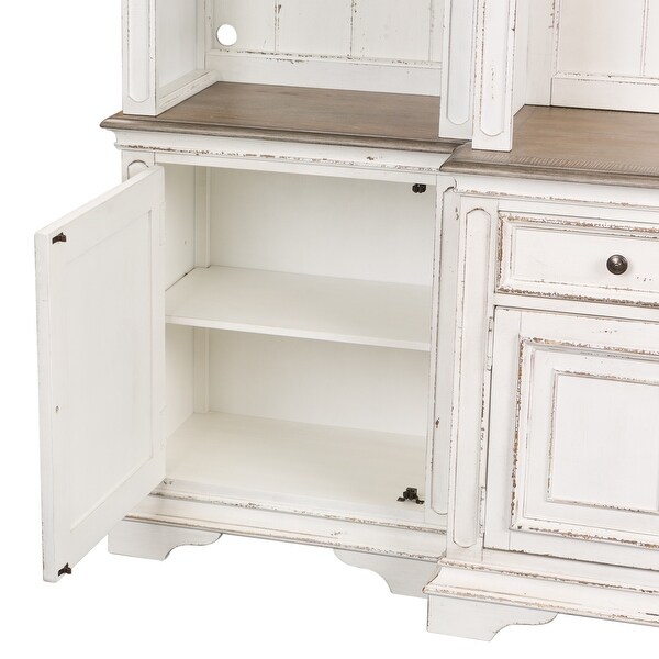 Magnolia Manor Antique White Entertainment Center with Piers