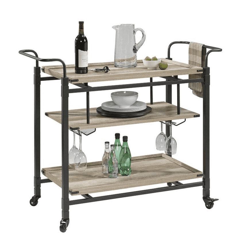 Better Homes and Gardens Crossmill Metal Bar Cart， Weathered Finish