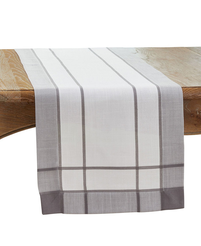 Saro Lifestyle Long Table Runner with Banded Border Design 108 x 16