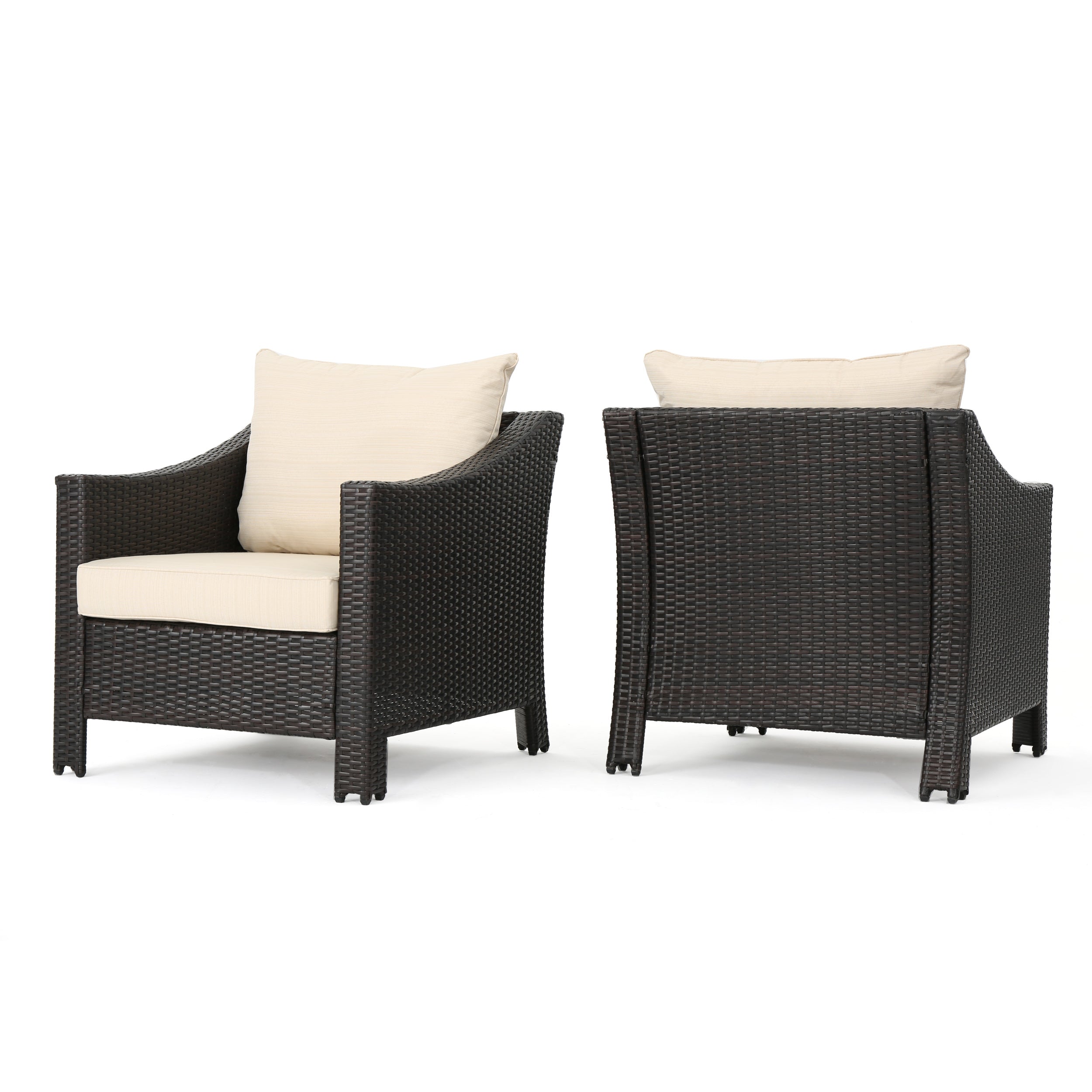 Cortez Outdoor Wicker Club Chair w/ Water Resistant Cushions (Set of 2)