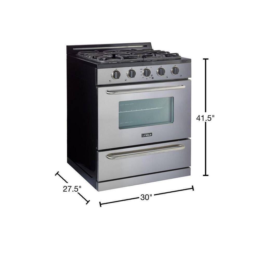 Unique Appliances 30 in. 3.9 cu. ft. 4 Burner Off-Grid Freestanding Propane Gas Range in Stainless Steel UGP-30G OF2 SS