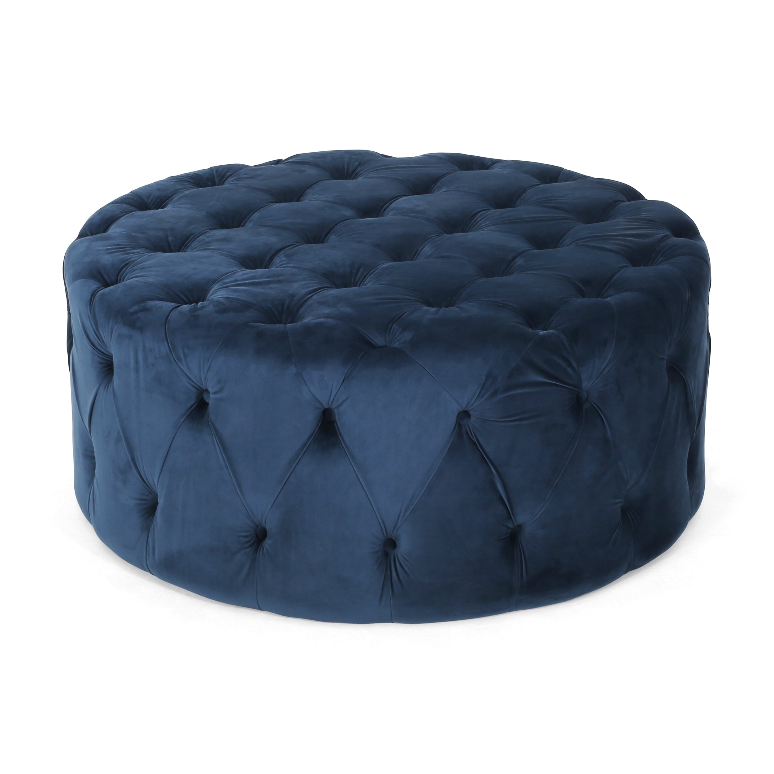 Kaung Modern Glam Round Tufted Velvet Ottoman Coffee Table