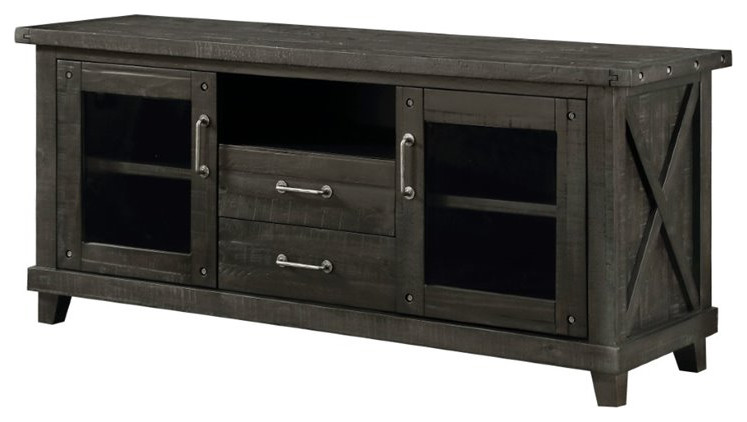 Modus Yosemite 2 Drawer Solid Wood TV Stand in Cafe   Transitional   Entertainment Centers And Tv Stands   by Homesquare  Houzz