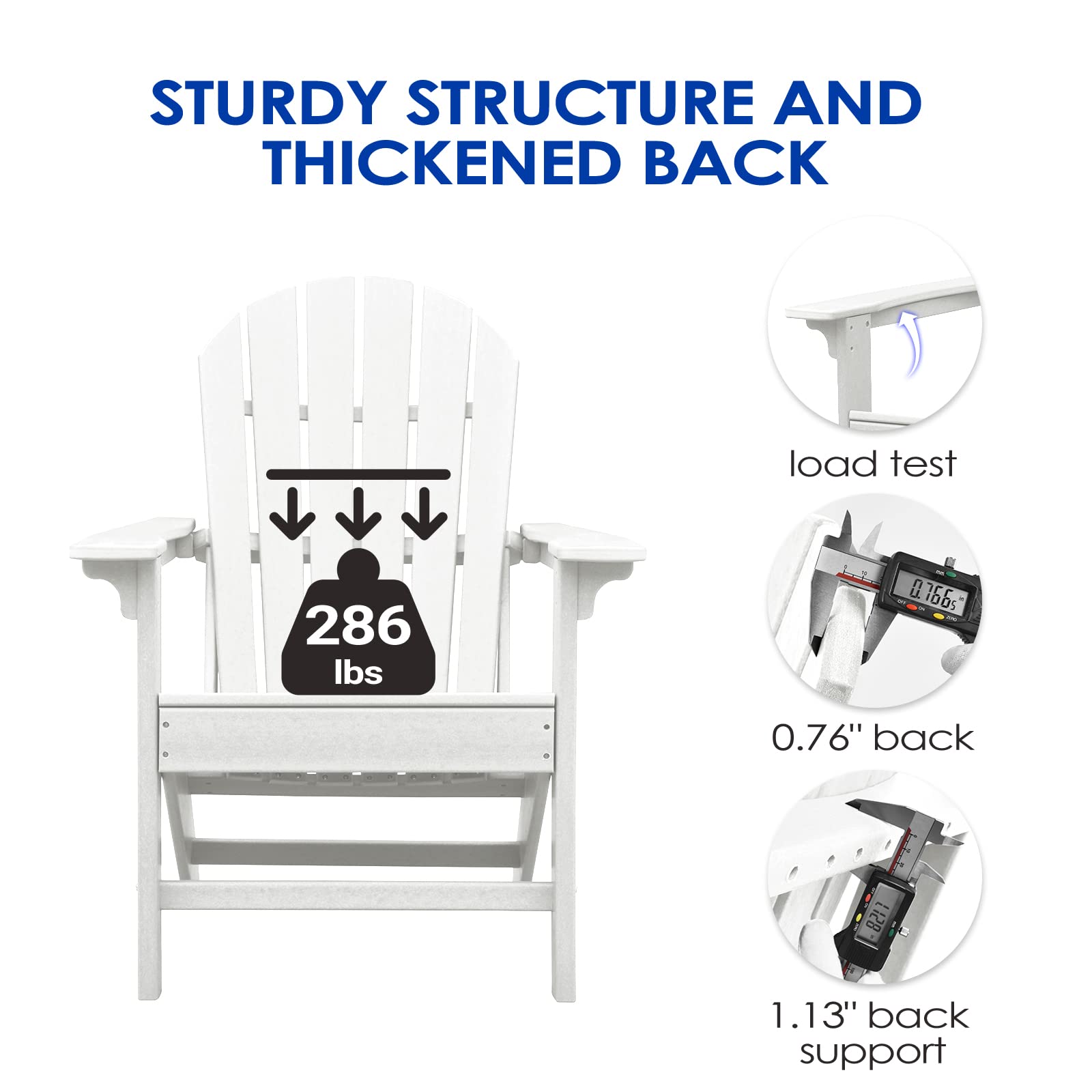 Otsun Polystyrene Adirondack Chairs, White All-Weather Lumber Armchair for Outdoor Yard & Patio