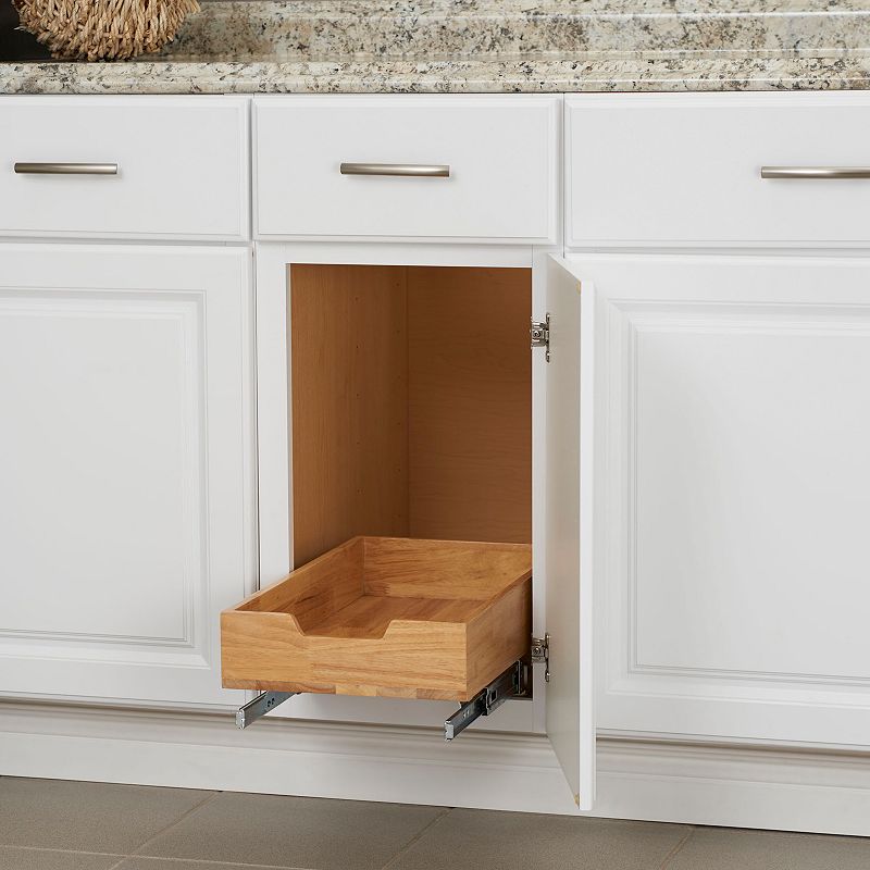 Household Essentials Glidez Wood 1-Tier 11.5-inch Wide Sliding Under Cabinet Organizer