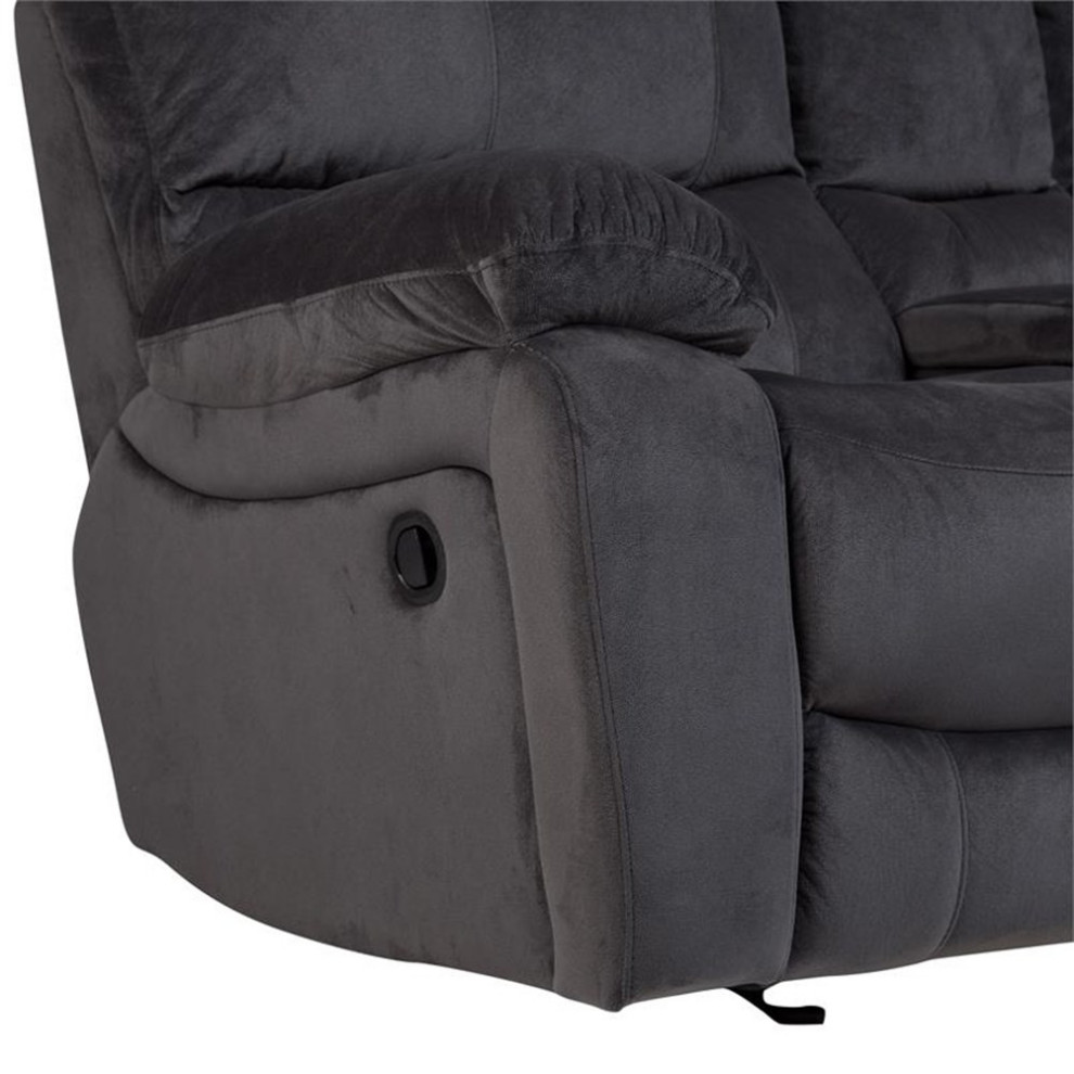 Ramsey Transitional Reclining Gliding Console Loveseat   Steel Blue   Transitional   Loveseats   by Homesquare  Houzz