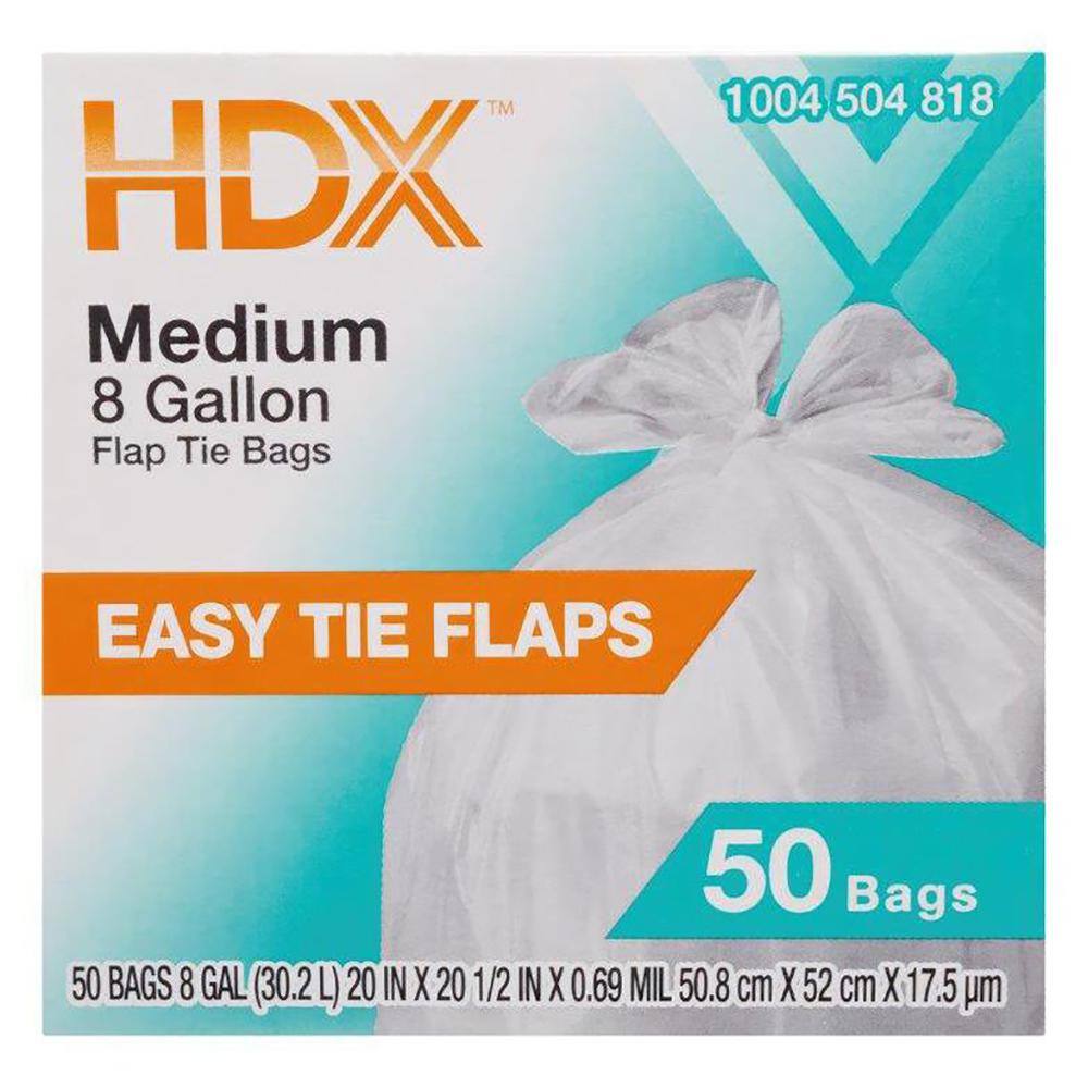 HDX 8 Gal. White Medium Trash Bag (50-Count) HDX 8G WHT