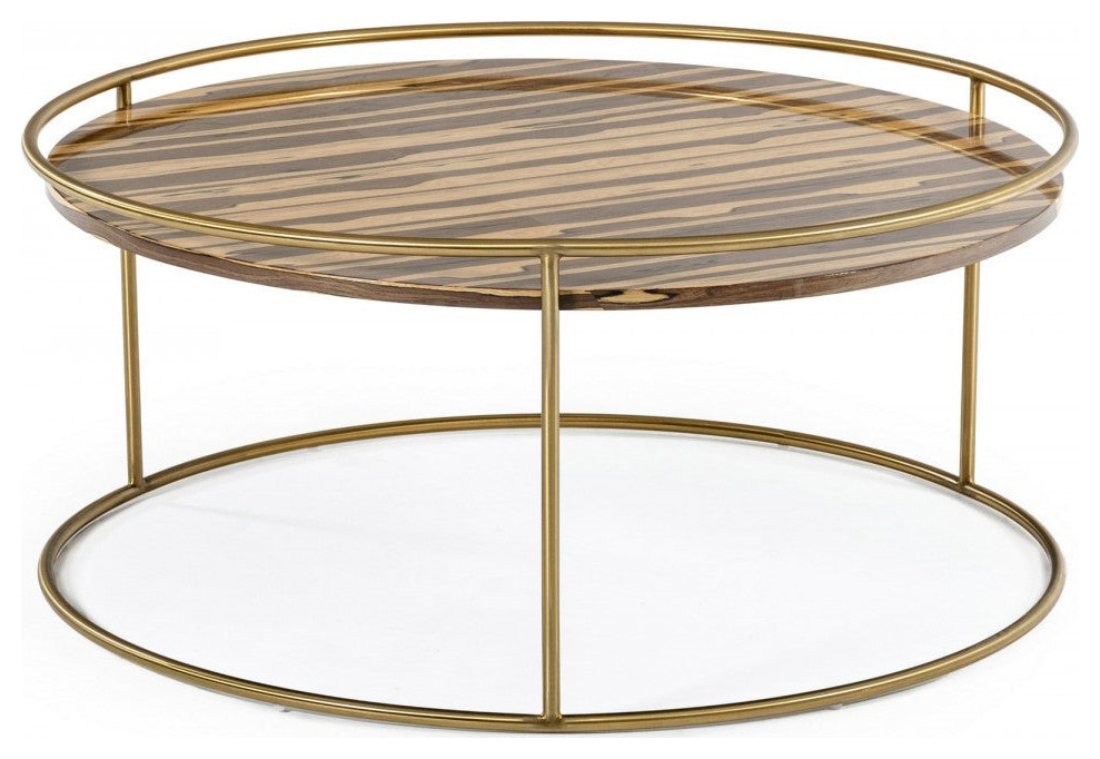 Giannis Glam Brown and Gold Marble Coffee Table   Modern   Coffee Tables   by Virgil Stanis Design  Houzz