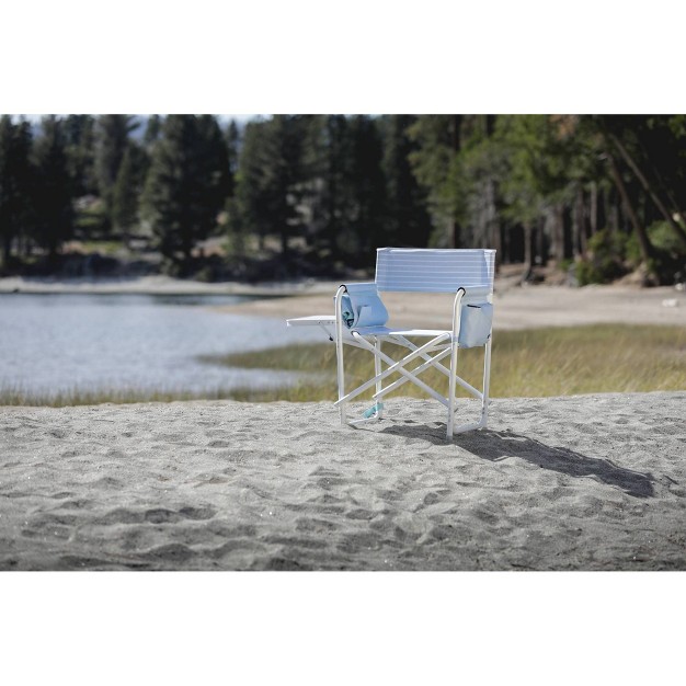 Picnic Time Outdoor Directors Chair Mod Denim Stripes