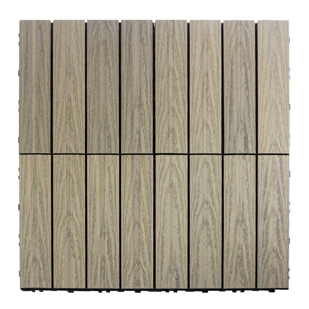 NewTechWood UltraShield Naturale 1 ft. x 1 ft. Quick Deck Outdoor Composite Deck Tile Sample in Roman Antique US-QD-ZX-AT-S