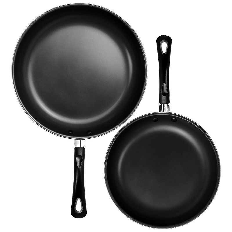 Gibson Everyday Highberry 2 Piece 12in and 10in Frying Pan Set in Metallic Grey