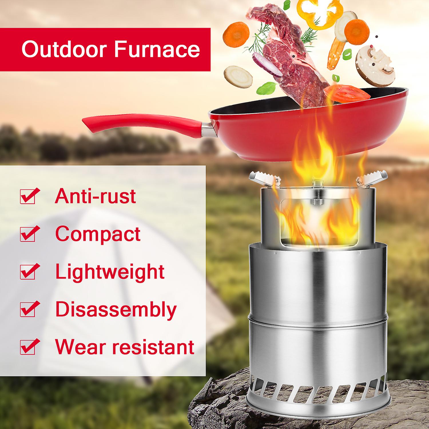 Bump Outdoor Camping Furnace End Deconstructable Wood Stoves Portable Picnic Barbecue Stoves Cross Border Windproof Cooking Stainless Steel Detachable