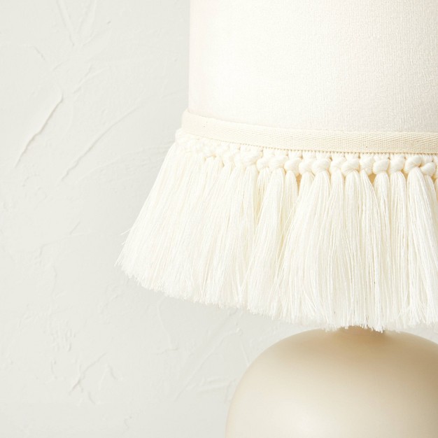 Small Table Lamp With Fringe Shade Off white includes Led Light Bulb Designed With Jungalow