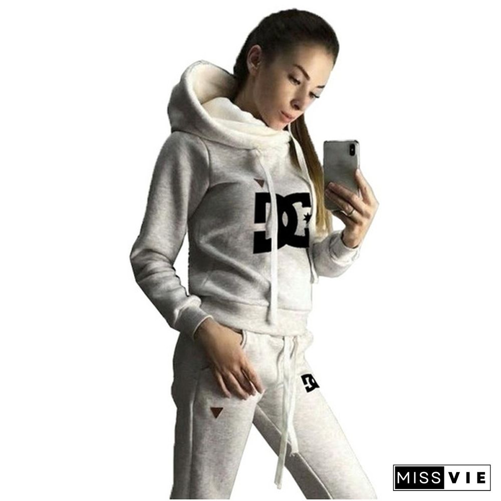 Women Casual Jogging Suit Fashion Long Sleeve Pullover Hoodies Pants Two Piece Outfit Womens Tracksuits