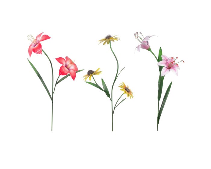 Alpine Spring Flower Metal Garden Stakes - QEL534A