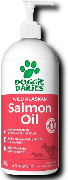 Doggie Dailies Wild Alaskan Salmon Oil Dog Supplement， 32-oz bottle