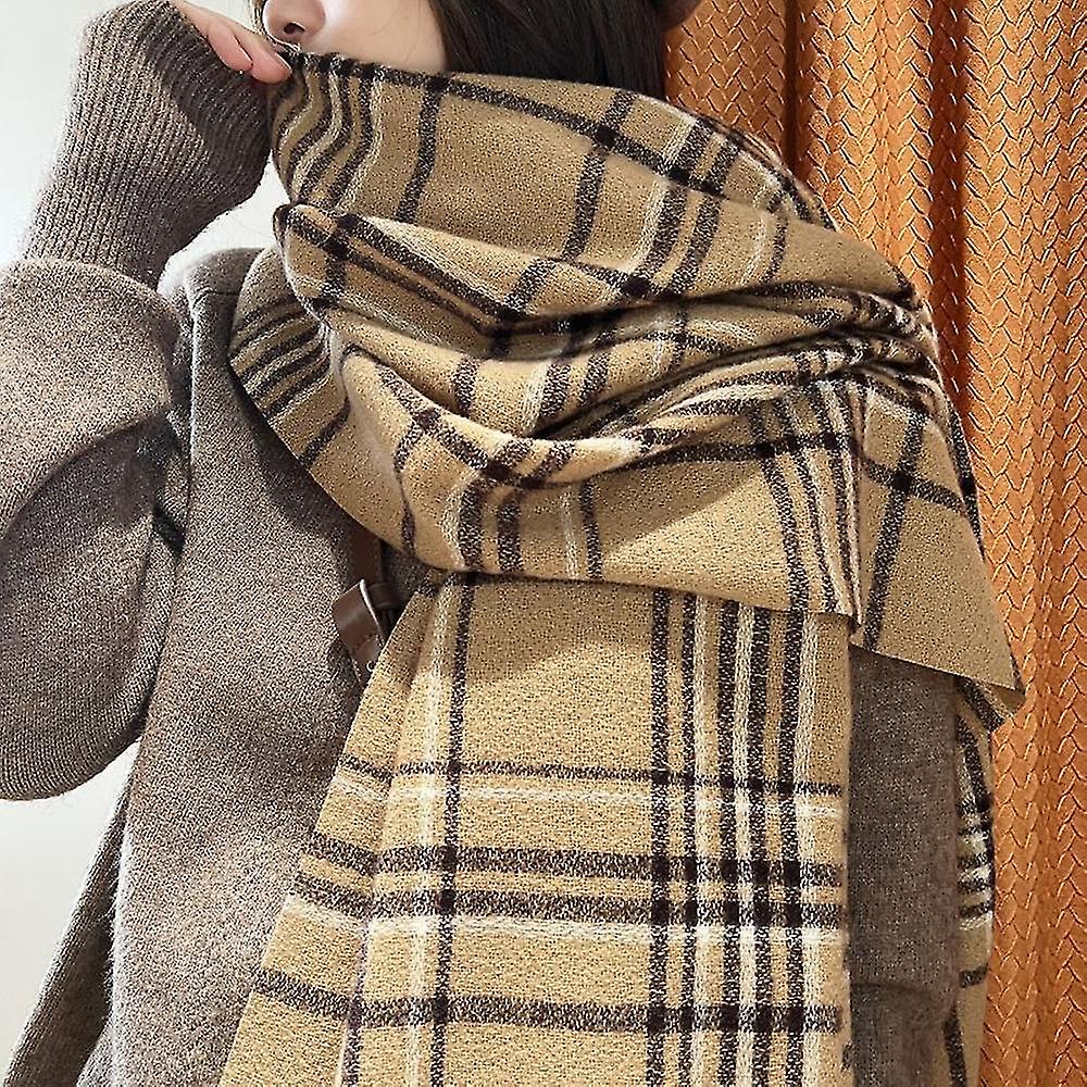 Women's Fashion Scarves With Cute Grid Breathable Imitation Cashmere Design For Cold Weather Outdoor Skiing And Cycling