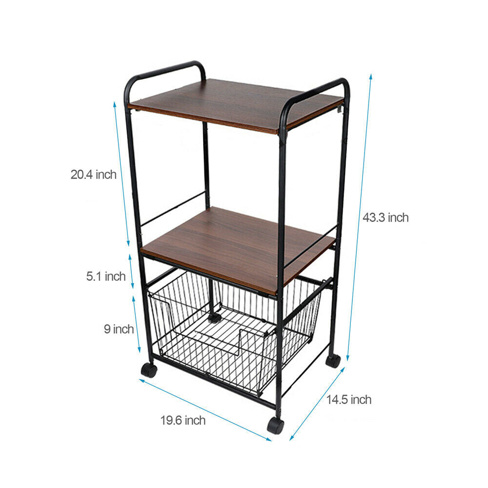 Oukaning Kitchen Bakers Rack Microwave Oven Stand 3 Tier Storage Workstation Shelf Home